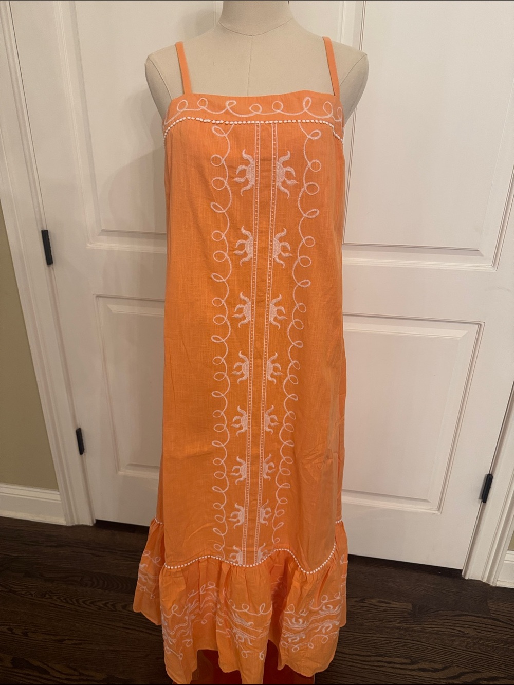 Lilly Pulitzer Rozalie Orange Maxi Dress with White Embroidery